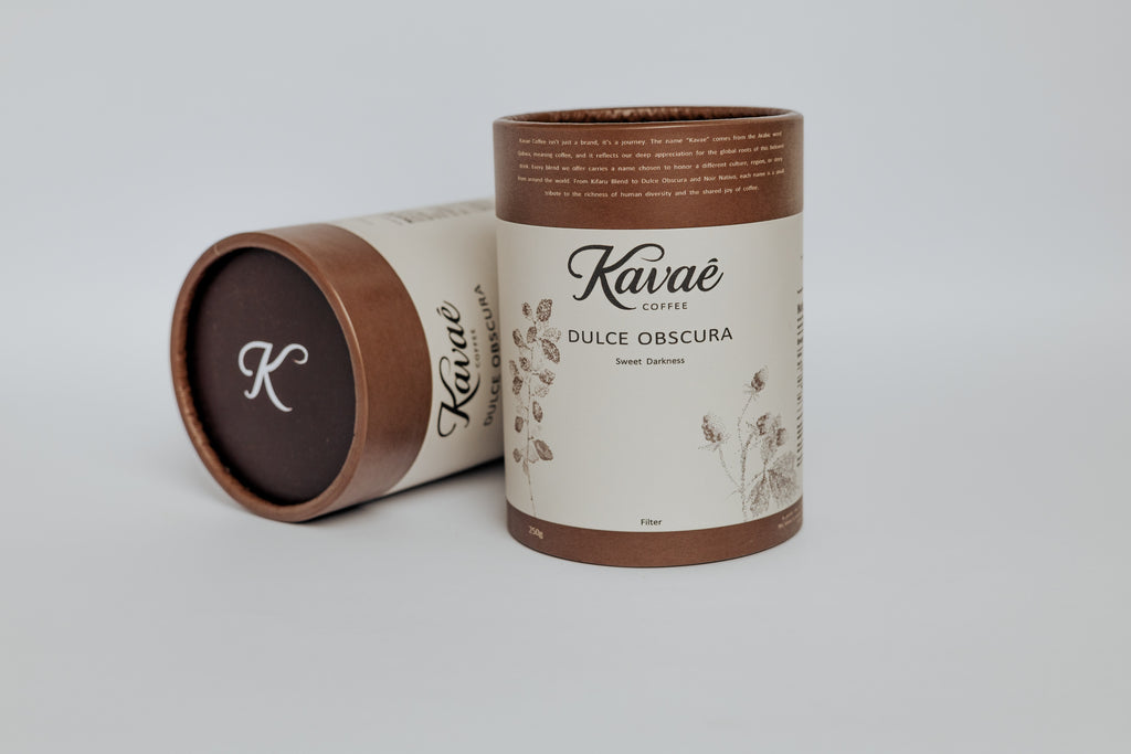 Kavae coffee packaging on a light gray background