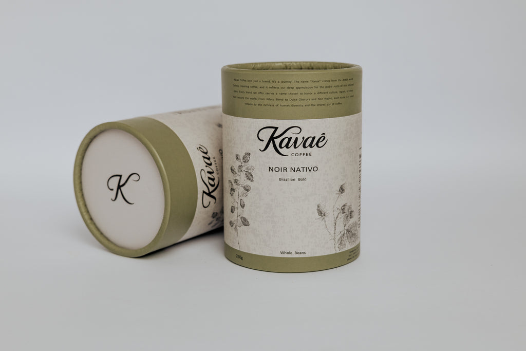 Two Kavaé coffee canisters on a light gray background