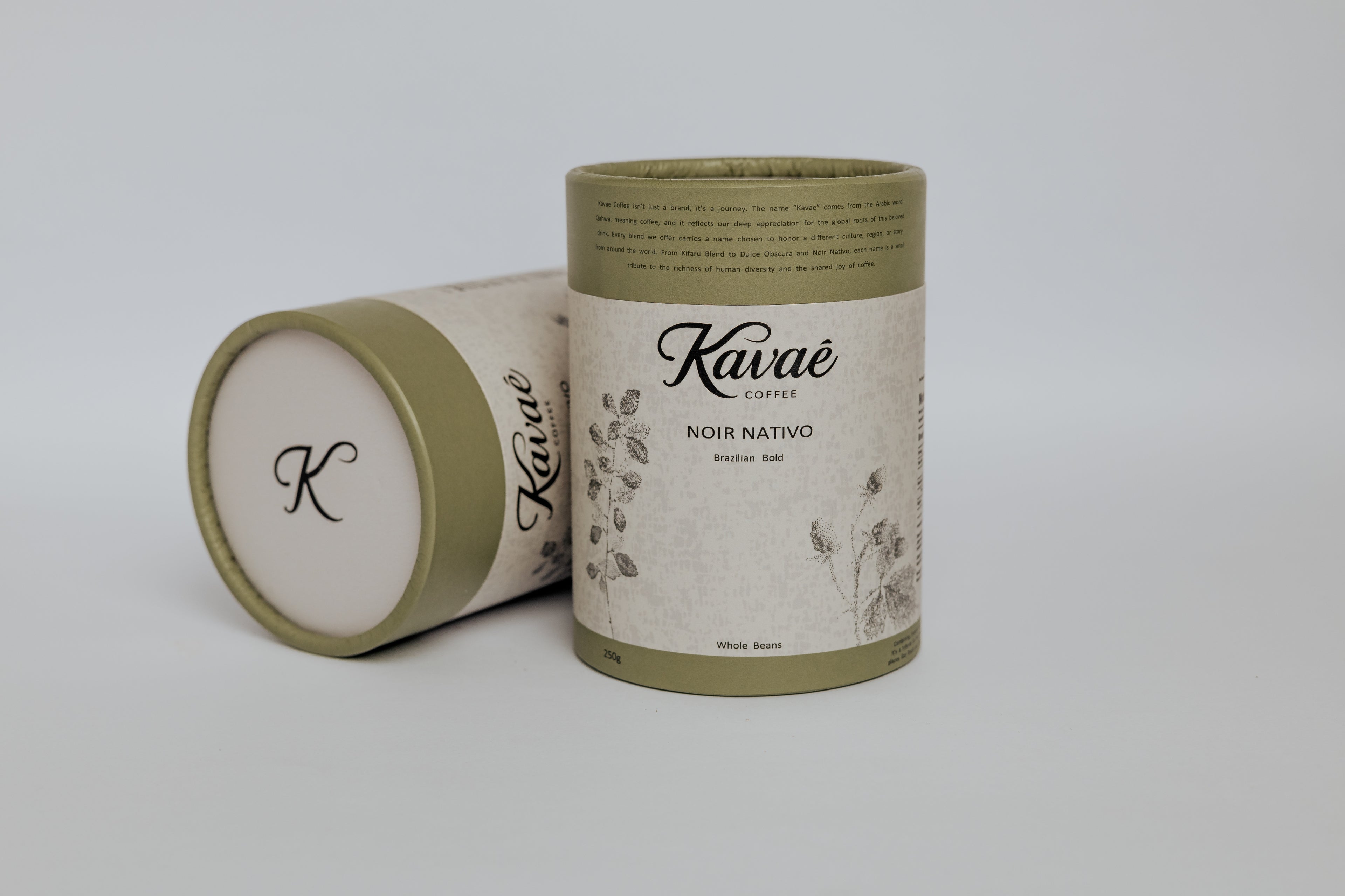 Two Kavaé coffee canisters on a light gray background
